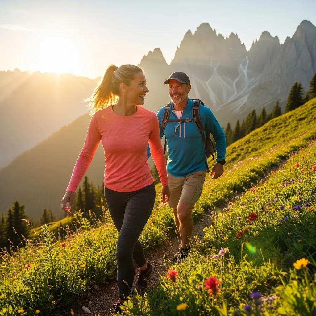Couple enjoying outdoor activity representing improved energy and vitality