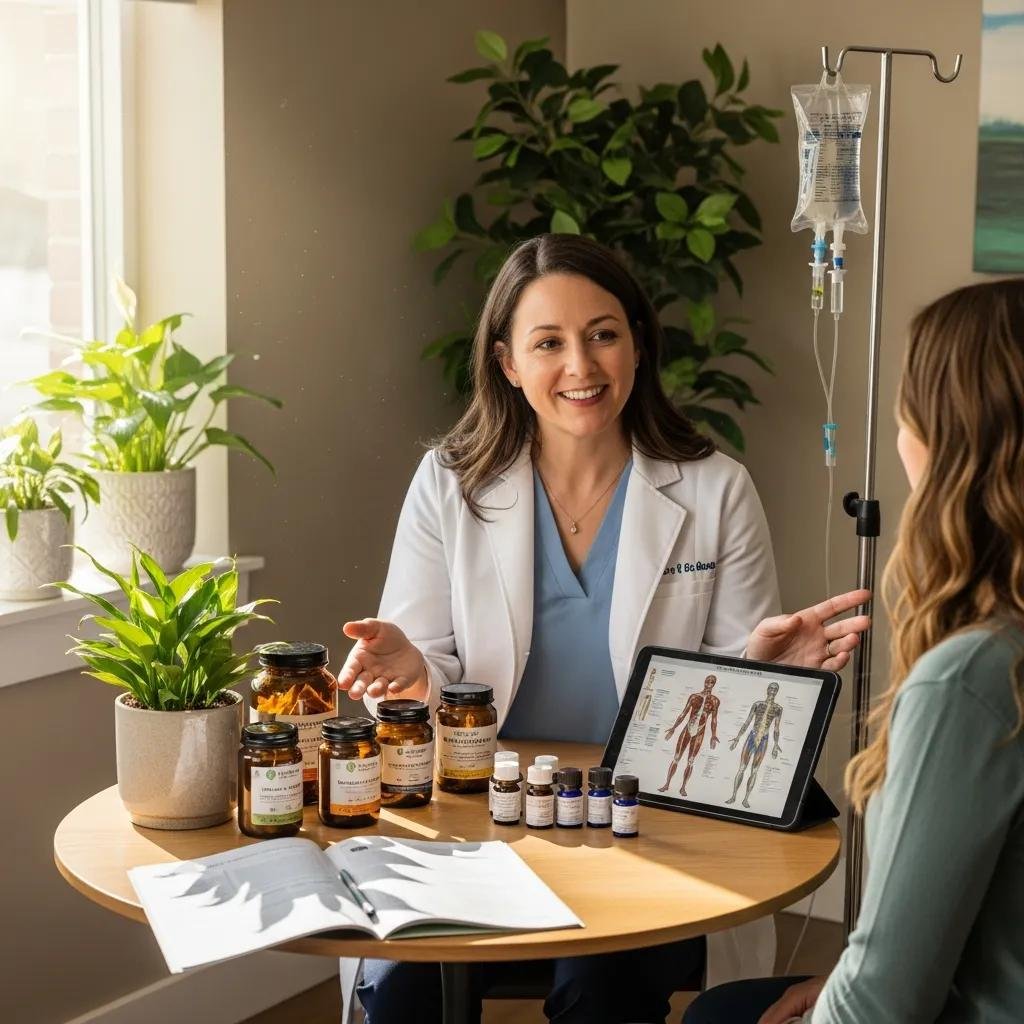 Clinician consulting with a patient about integrative treatment options for Lyme and co-infections