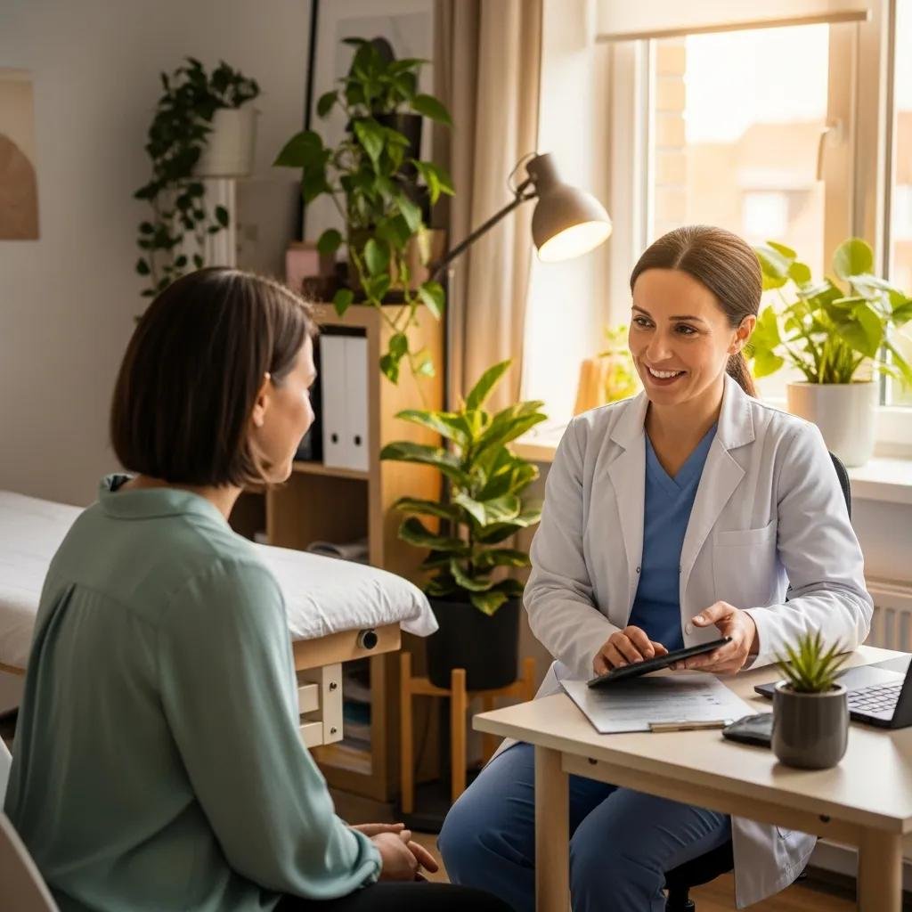 Healthcare professional consulting with a patient about personalized hormone therapy