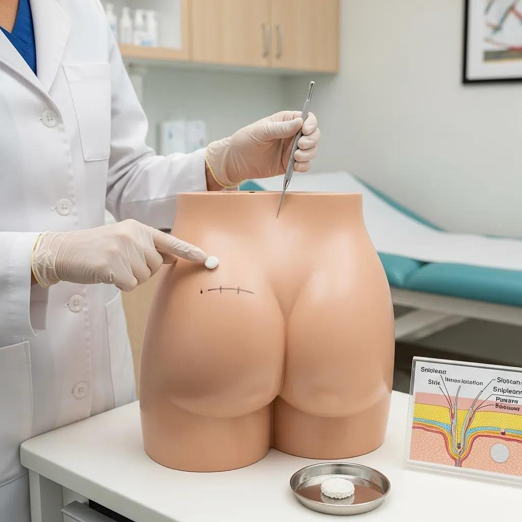 Clinician demonstrating placement of a pellet in a simulated model