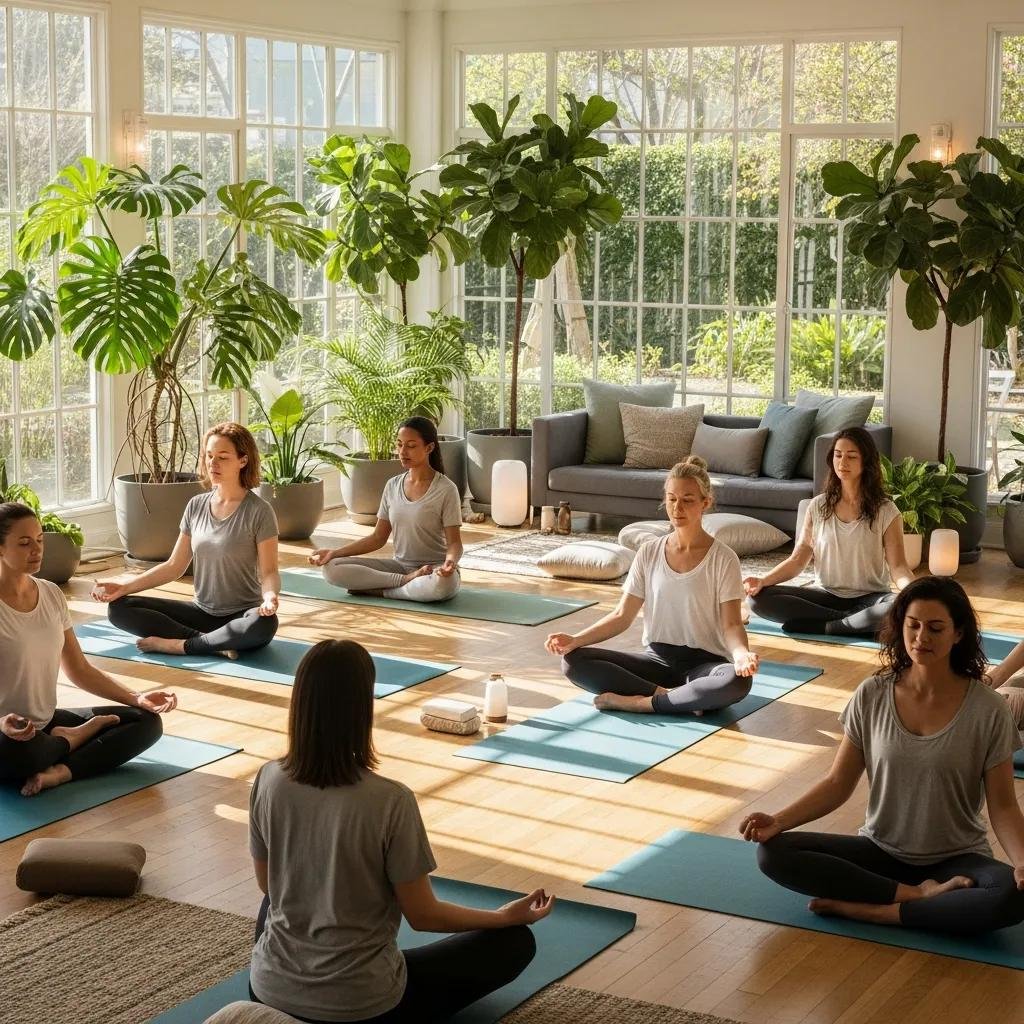 Holistic health practices promoting hormone balance in a serene environment