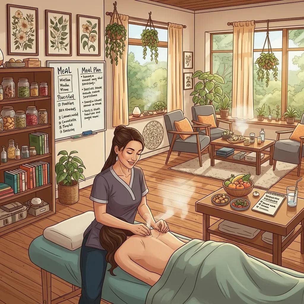 Holistic practitioner using integrative methods to support personalized wellness in a clinical setting