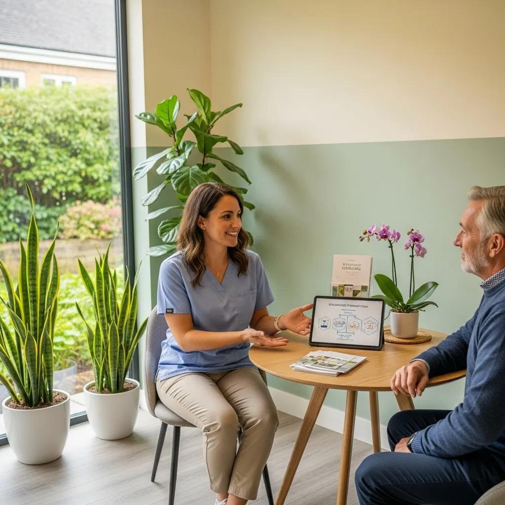 Holistic healthcare consultation in a serene environment emphasizing integrative health services