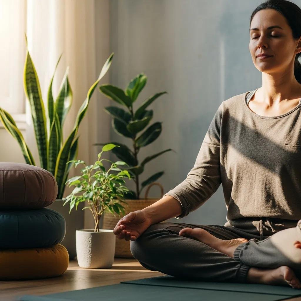 Person practicing pranayama indoors to reduce stress and improve focus