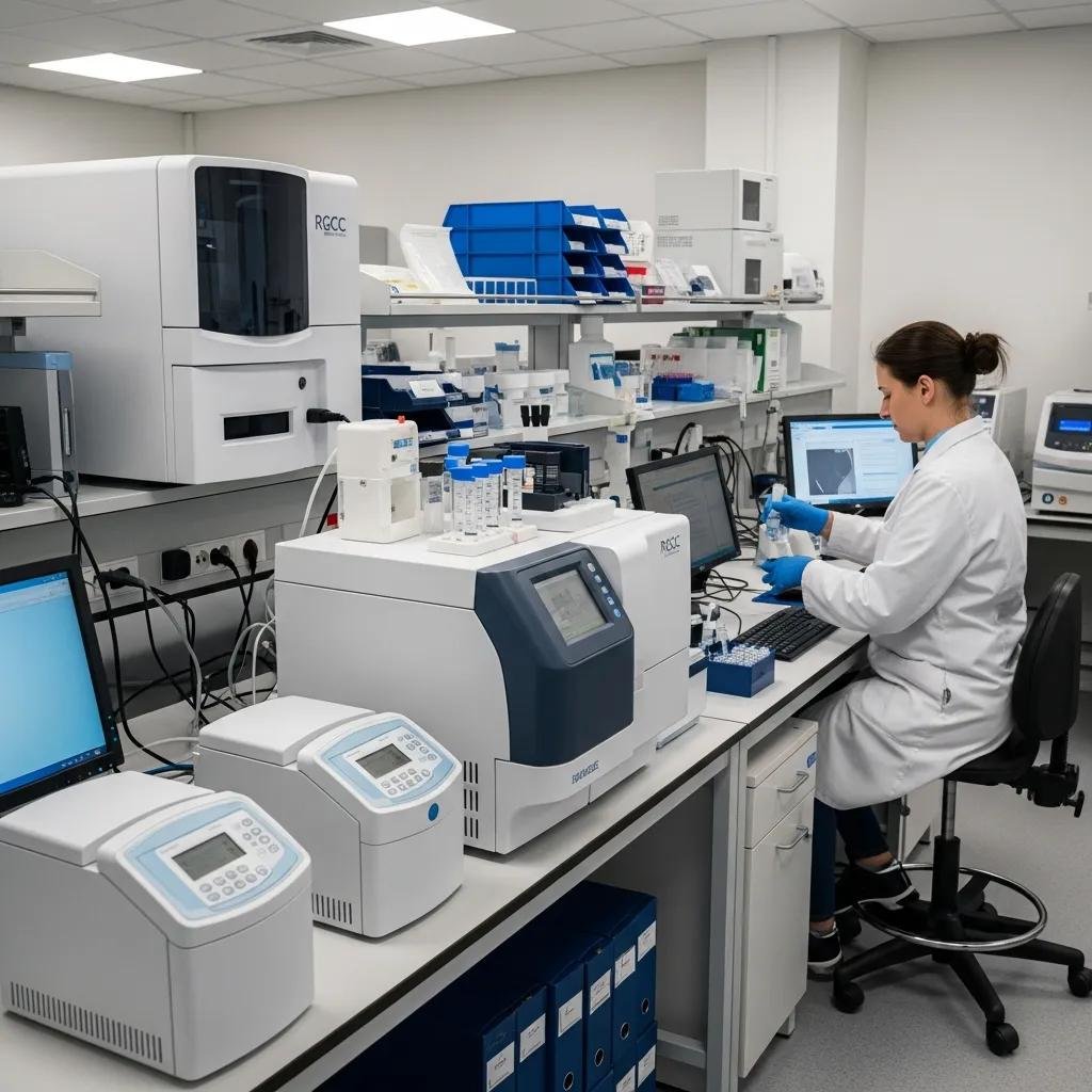 Laboratory technician operating molecular diagnostic equipment — modern testing for Lyme and co-infections