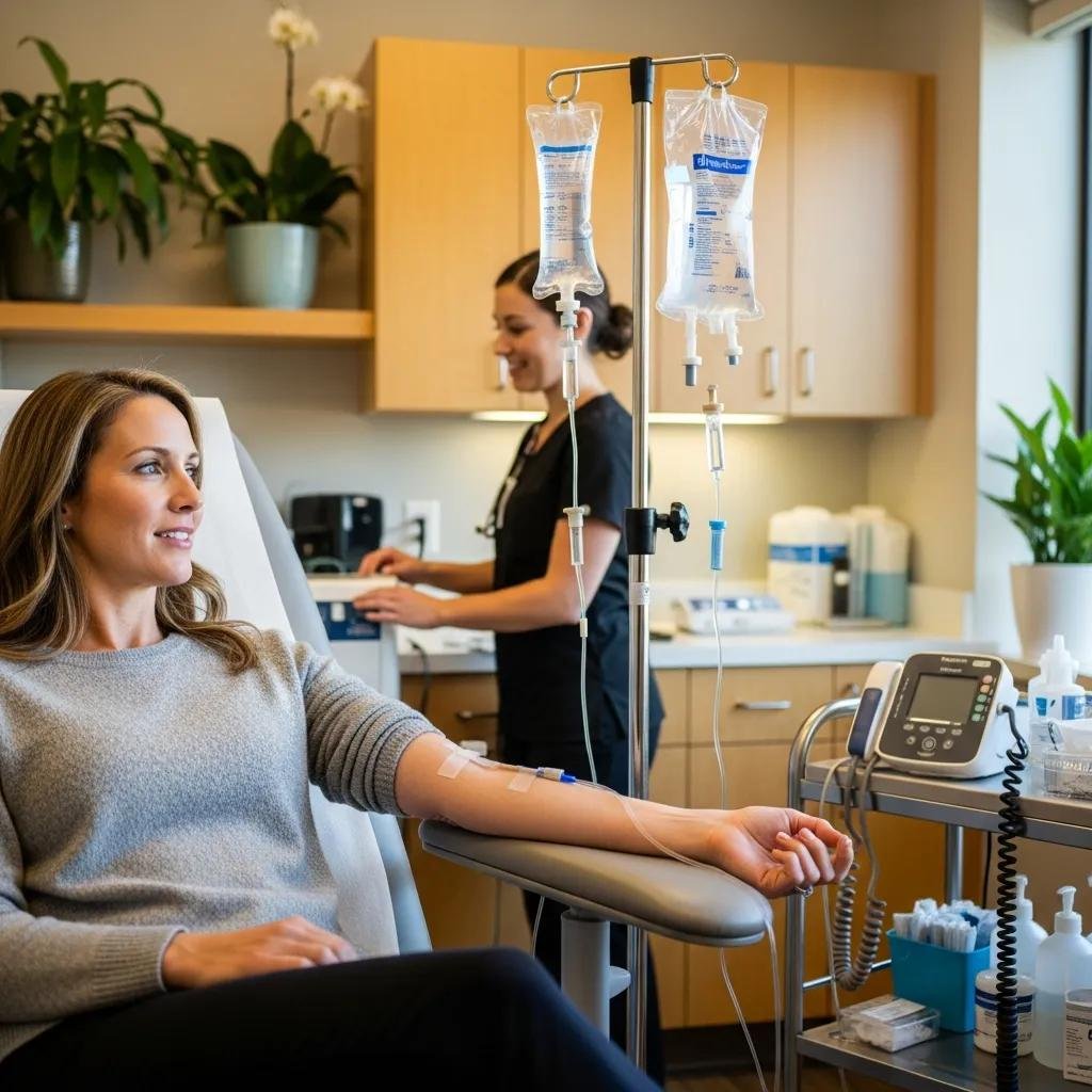 Patient receiving integrative Lyme disease care in a supportive clinical environment