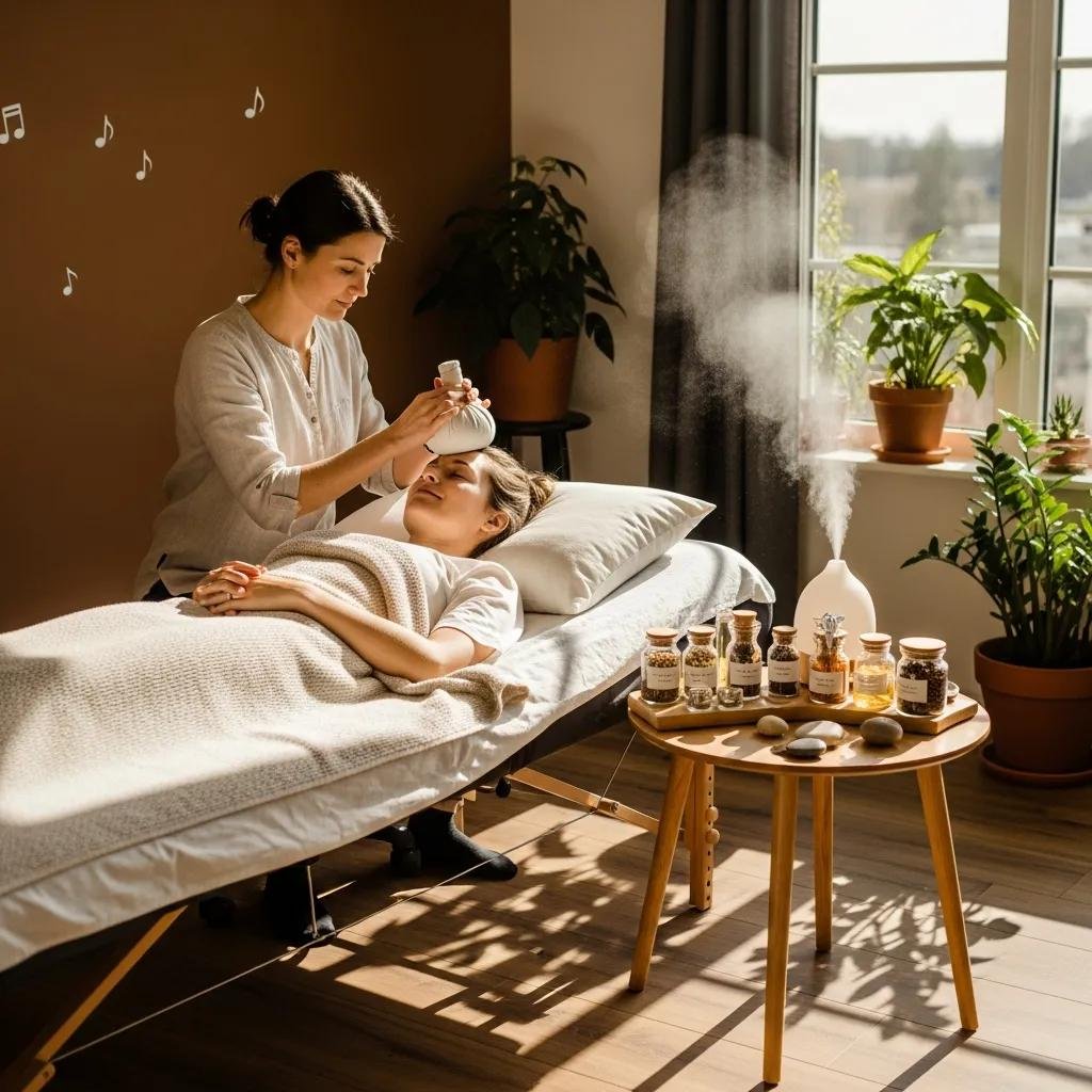 Patient receiving thoughtful, individualized care in a calming, holistic clinic setting