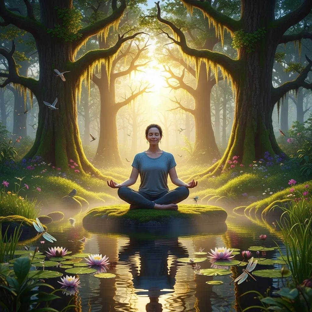 Person meditating in nature, representing holistic health and adrenal fatigue recovery