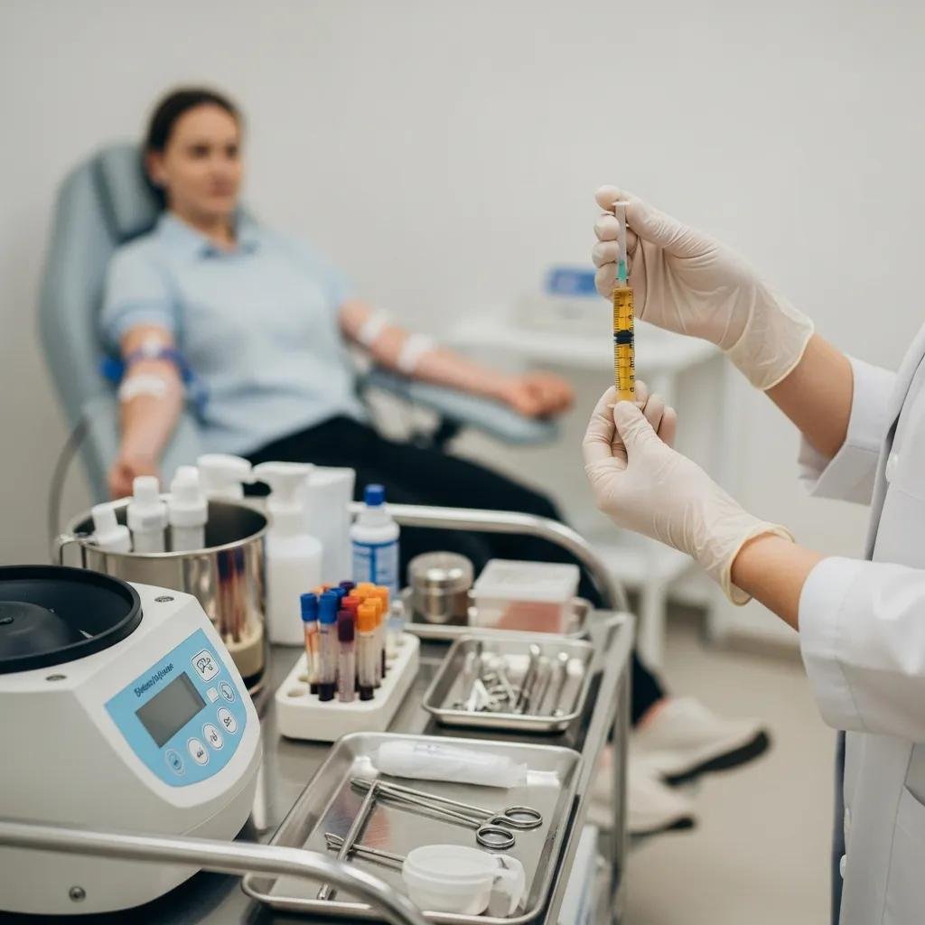 Platelet-rich plasma therapy preparation in a clinical setting