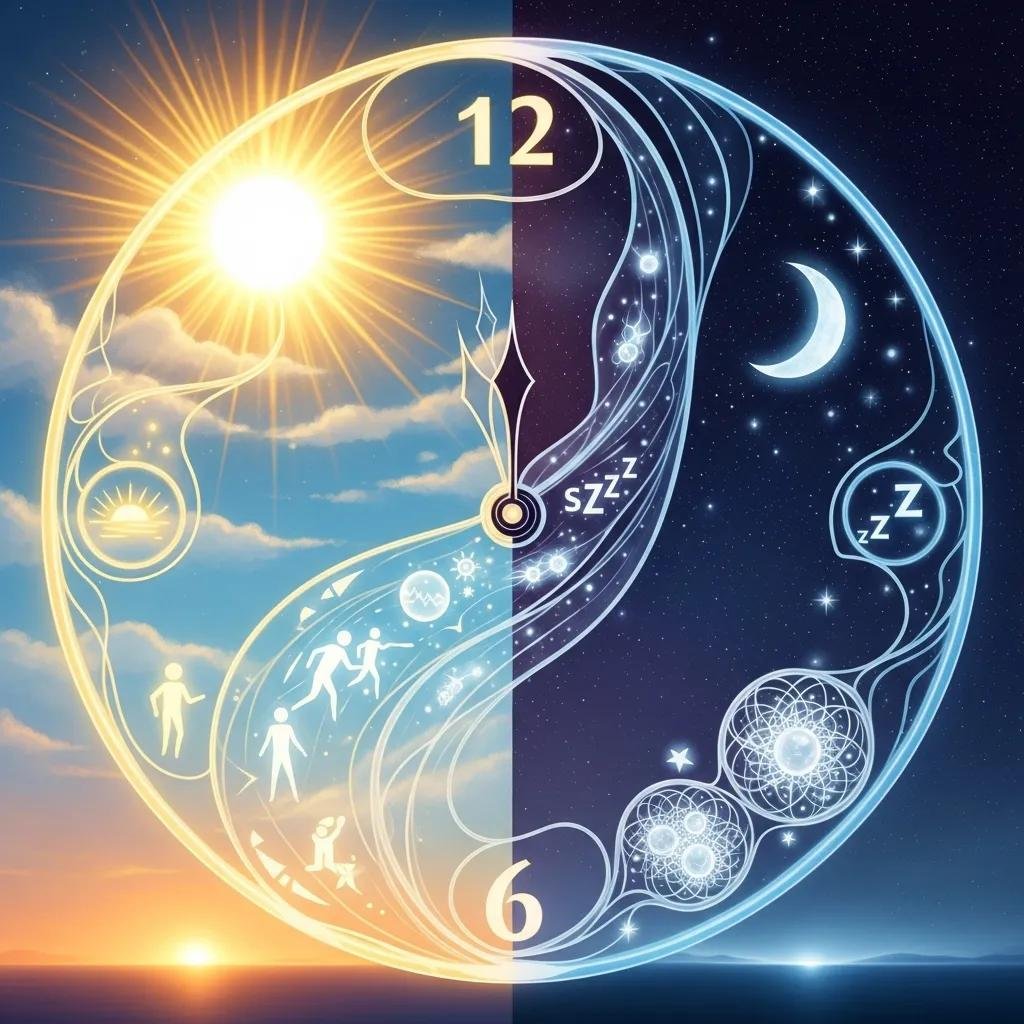 Illustration of the circadian rhythm coordinating sleep timing and immune activity