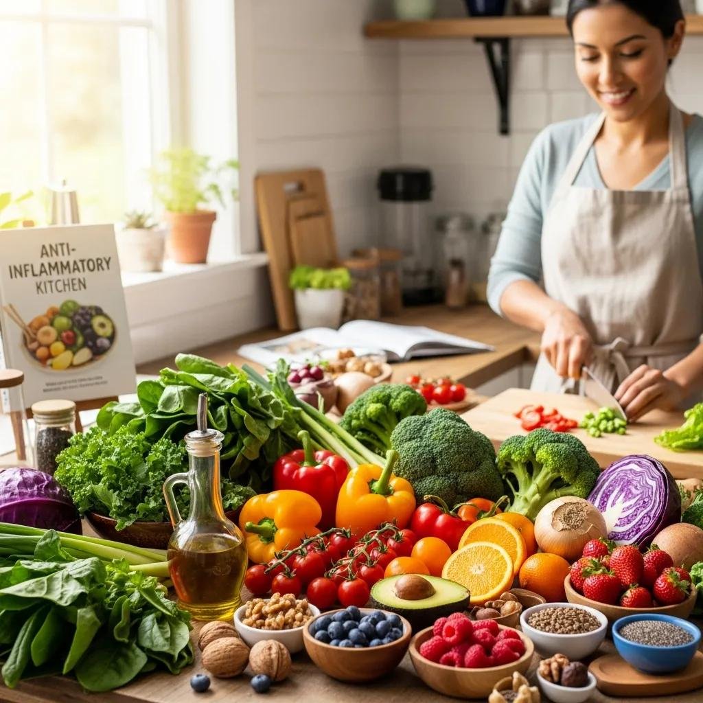 Fresh, colorful ingredients illustrating an anti-inflammatory diet and lifestyle support for autoimmune care