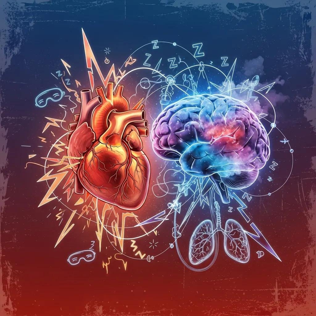 Illustration linking heart and brain to show the systemic risks of untreated sleep apnea