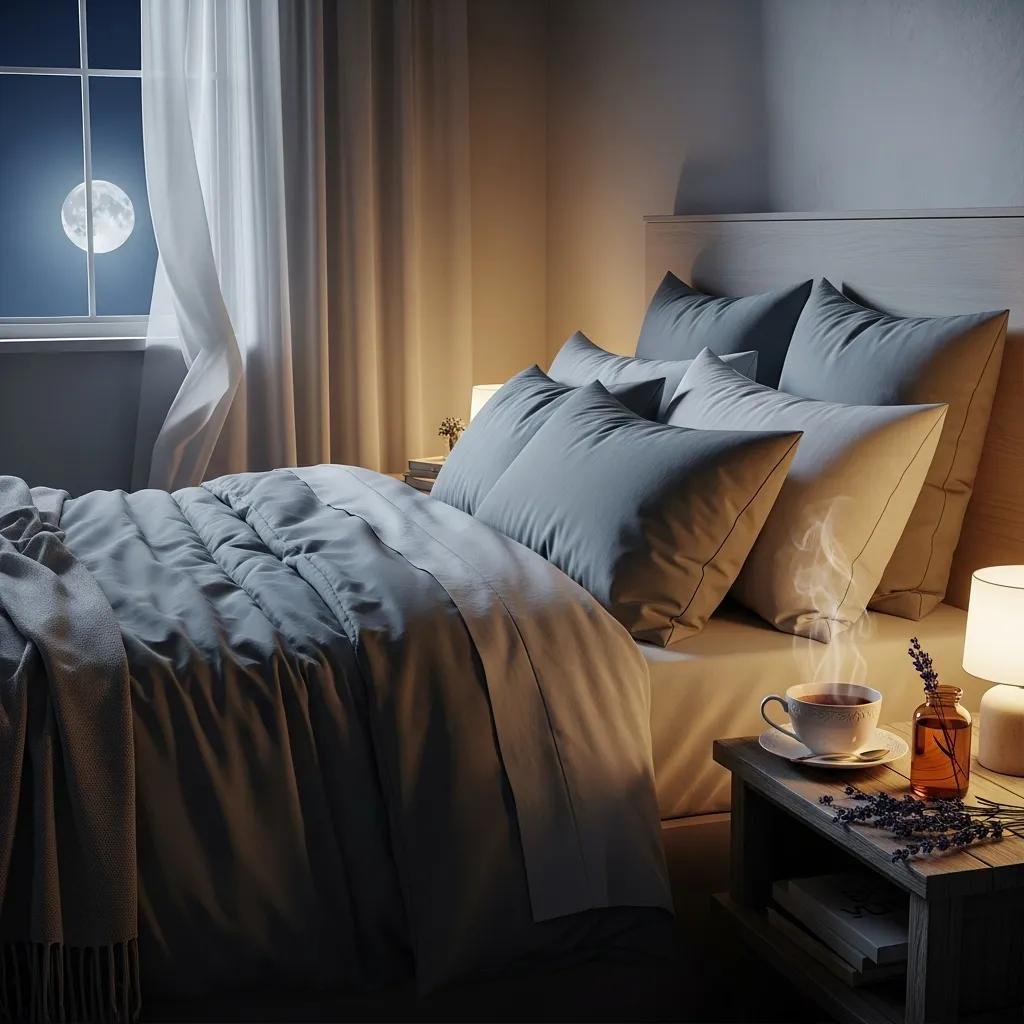 Cozy bedroom with calming elements promoting natural sleep solutions