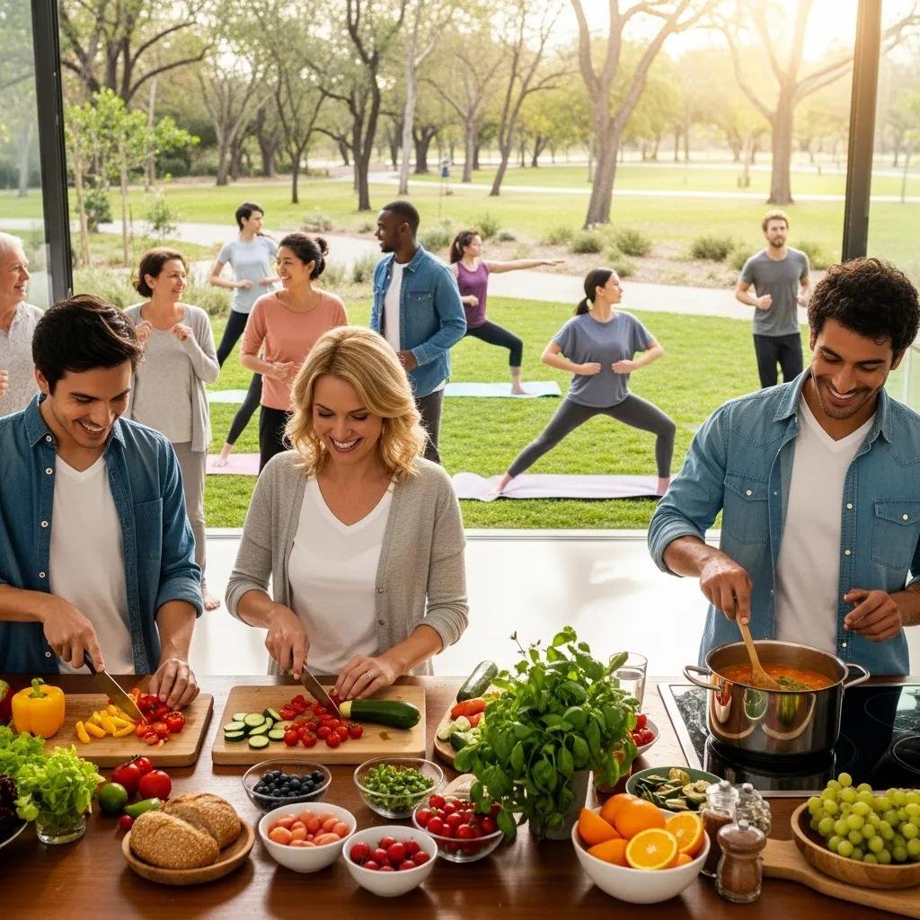 Diverse group of people engaging in healthy activities for prediabetes reversal