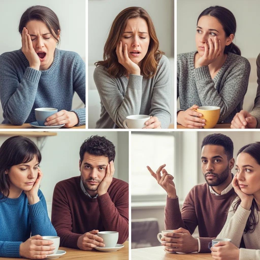 People in a relaxed group discussion about energy, sleep, and stress-related symptoms