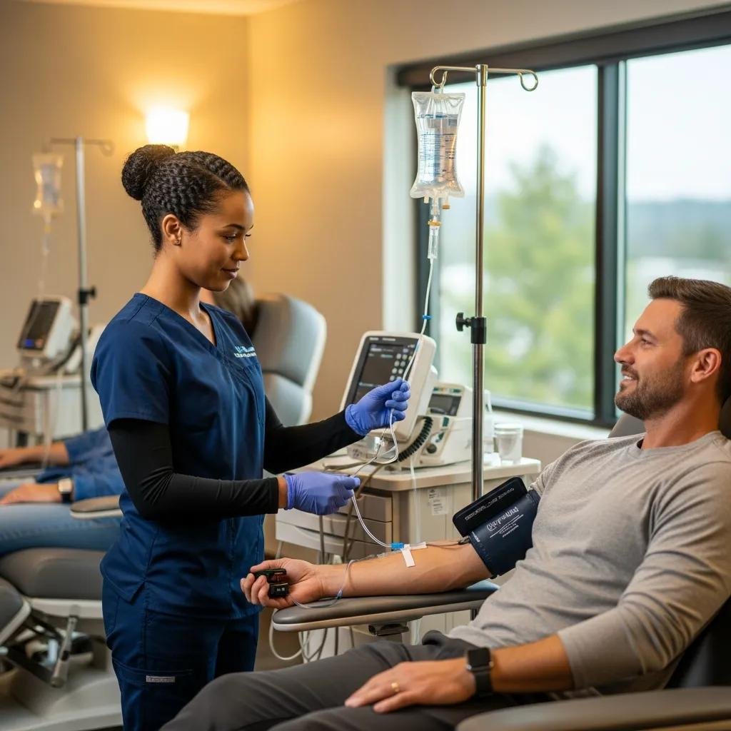 Clinician administering detox therapies as part of a mold illness treatment plan