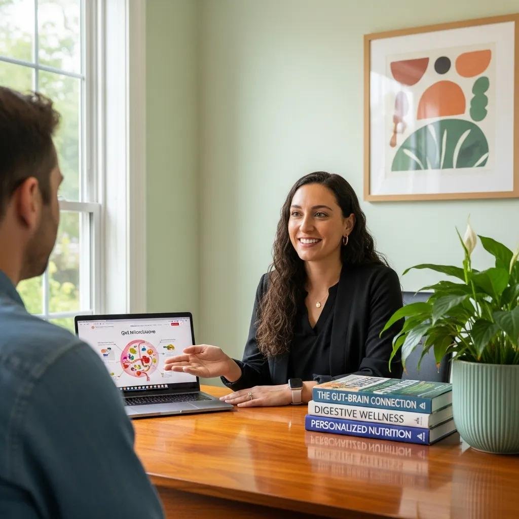 A clinician and patient reviewing a personalized gut health plan together