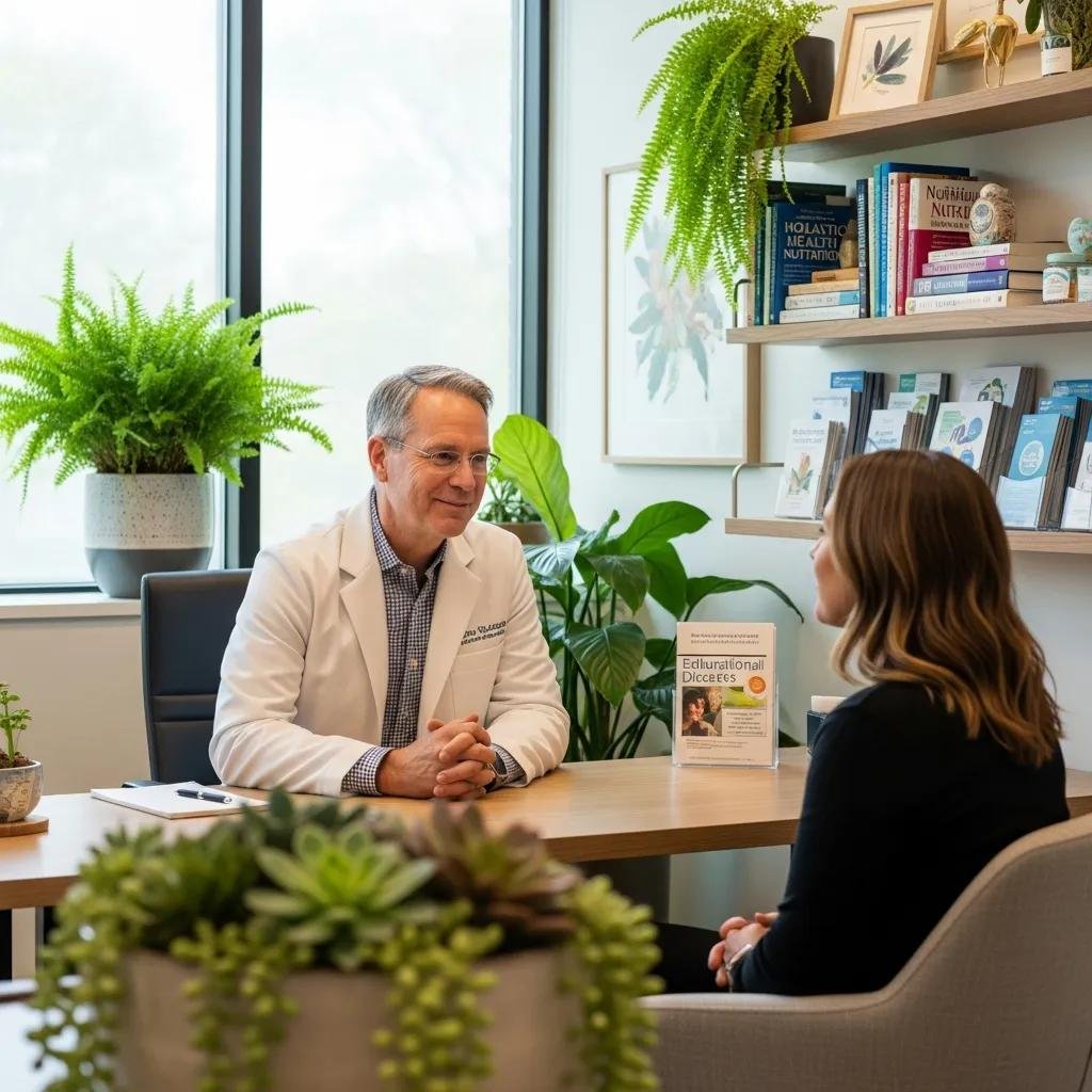 Holistic healthcare consultation with Dr. Fred Bloem and a patient, emphasizing integrative autoimmune disease treatment