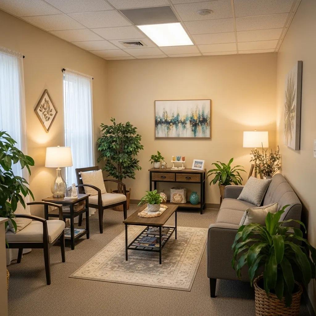 Holistic medicine office interior with calming decor and inviting atmosphere for new patients