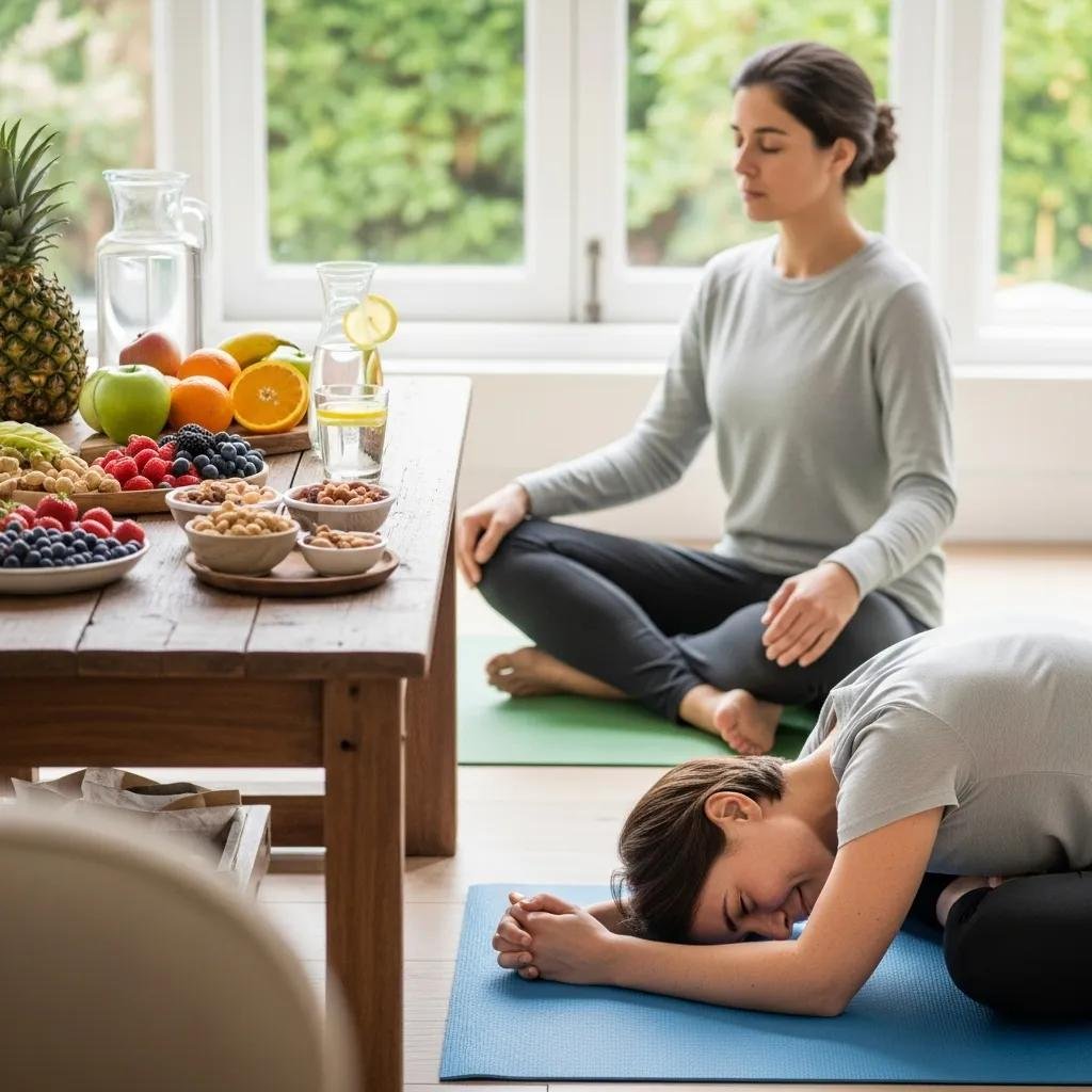 Practices like yoga, breathwork, and nourishing foods for holistic stress support