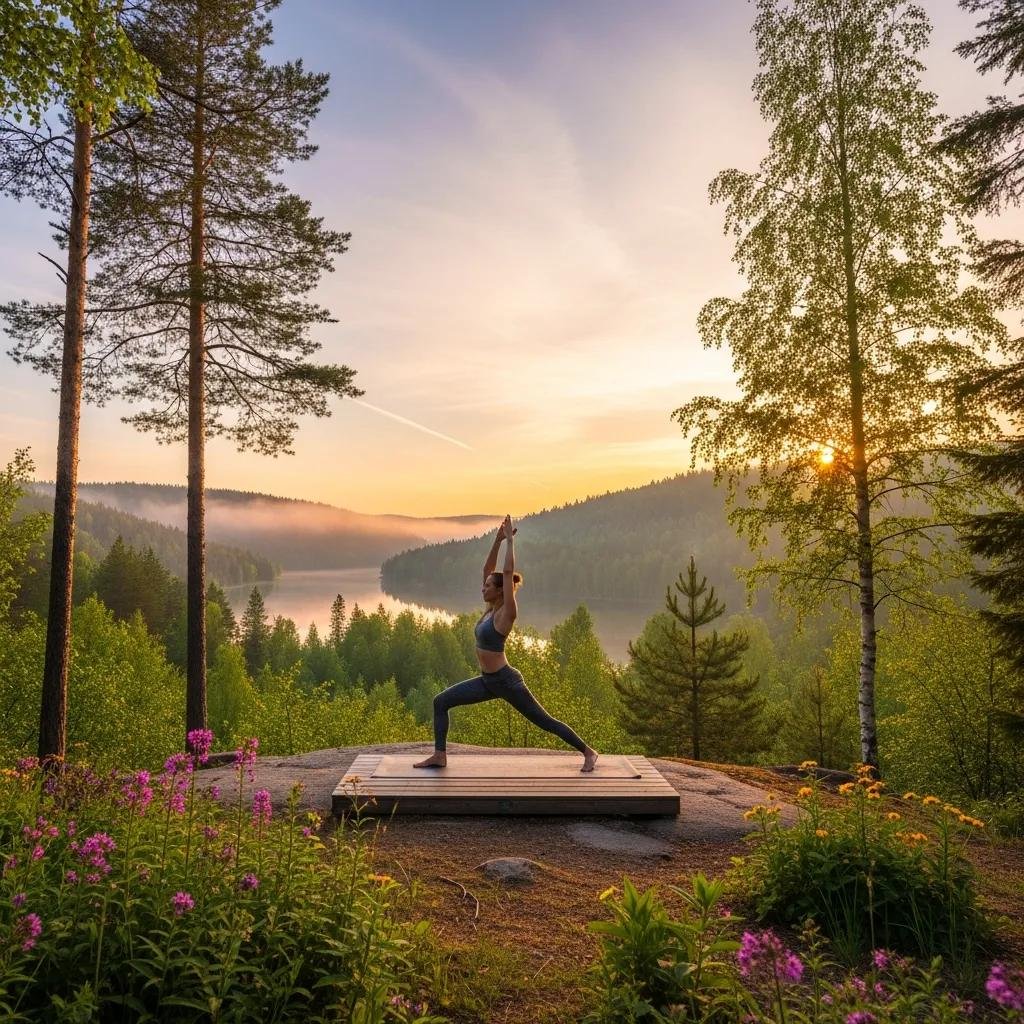 Person practicing outdoor stretching as part of a plan to improve insulin sensitivity