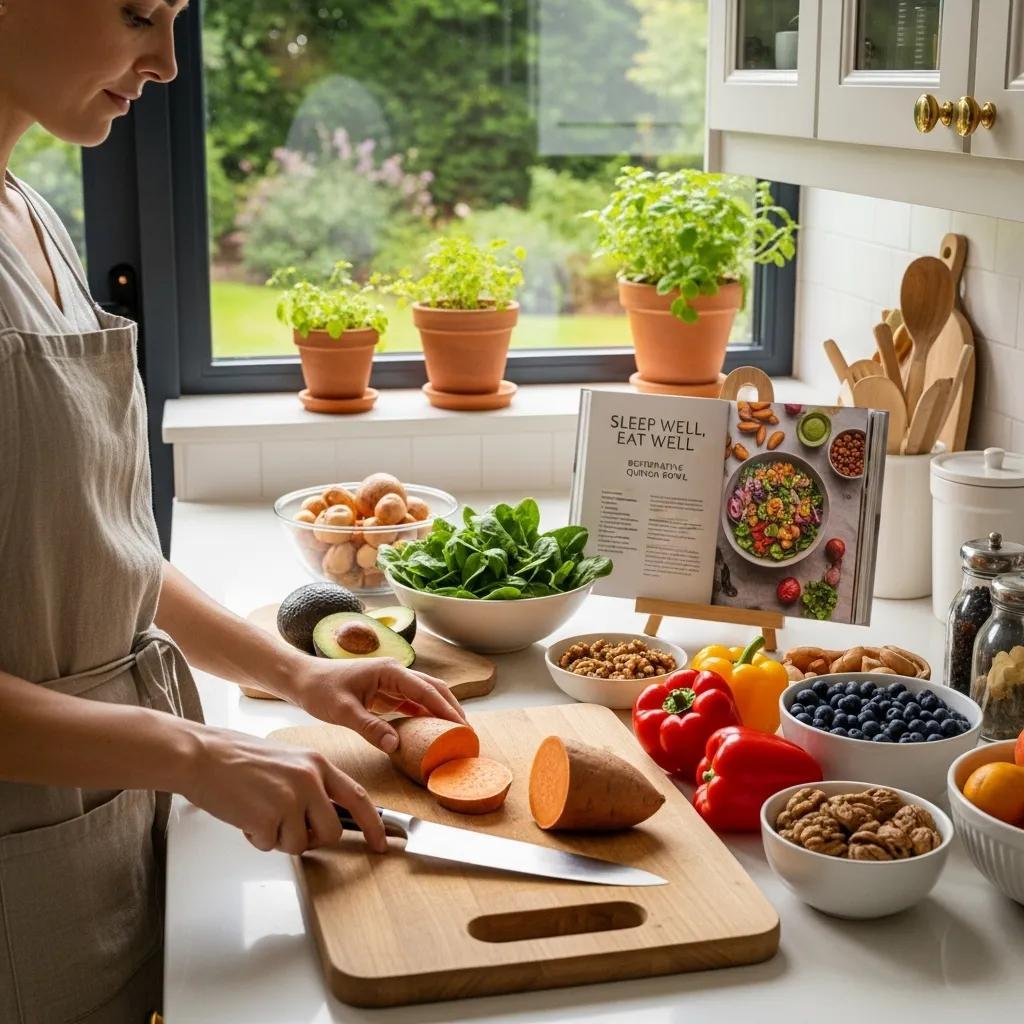 Healthy meal preparation scene illustrating nutrition’s role in sleep and immune support